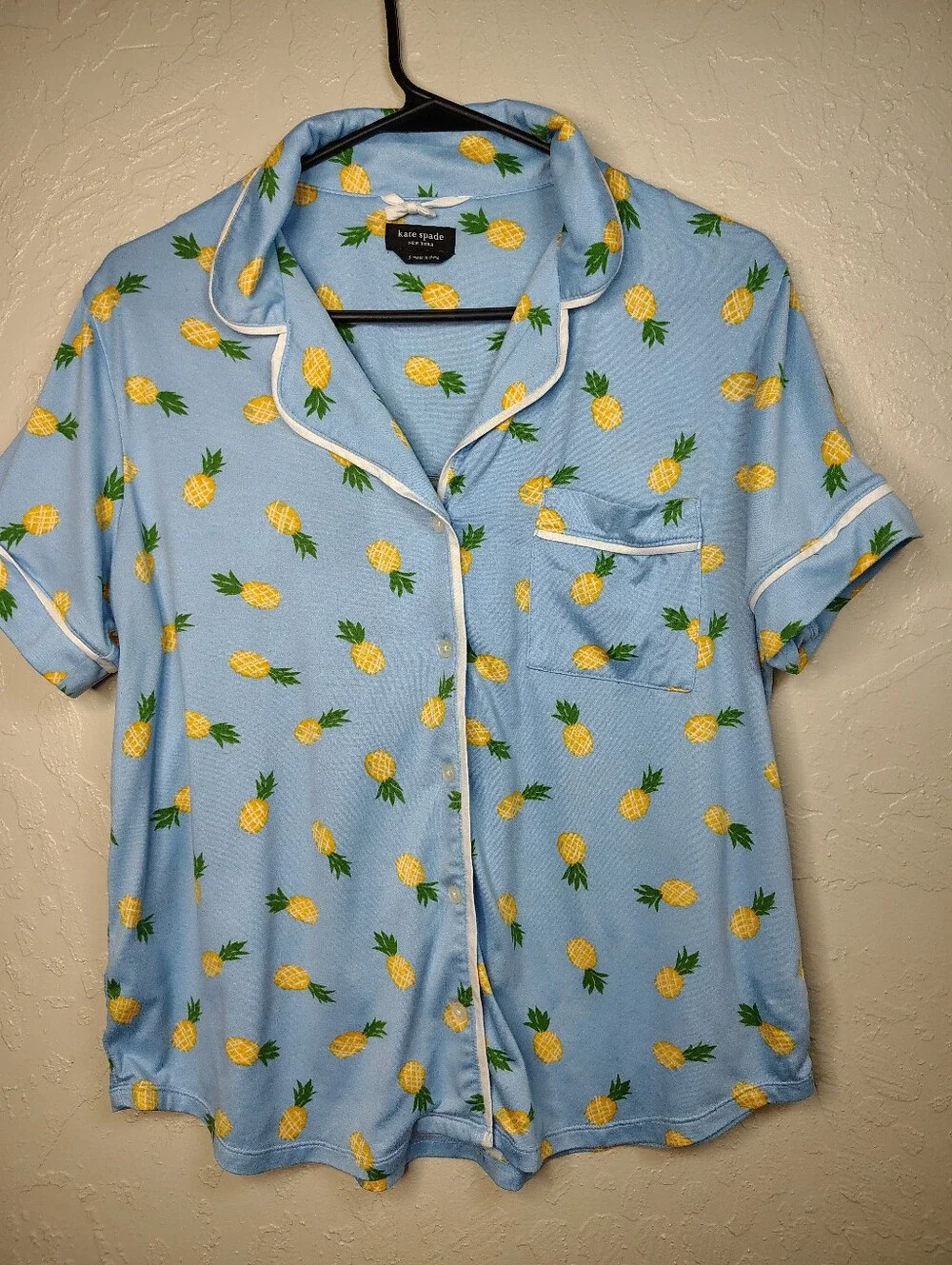 Kate Spade Pineapple Print Light Blue Short Pajama Set Size S